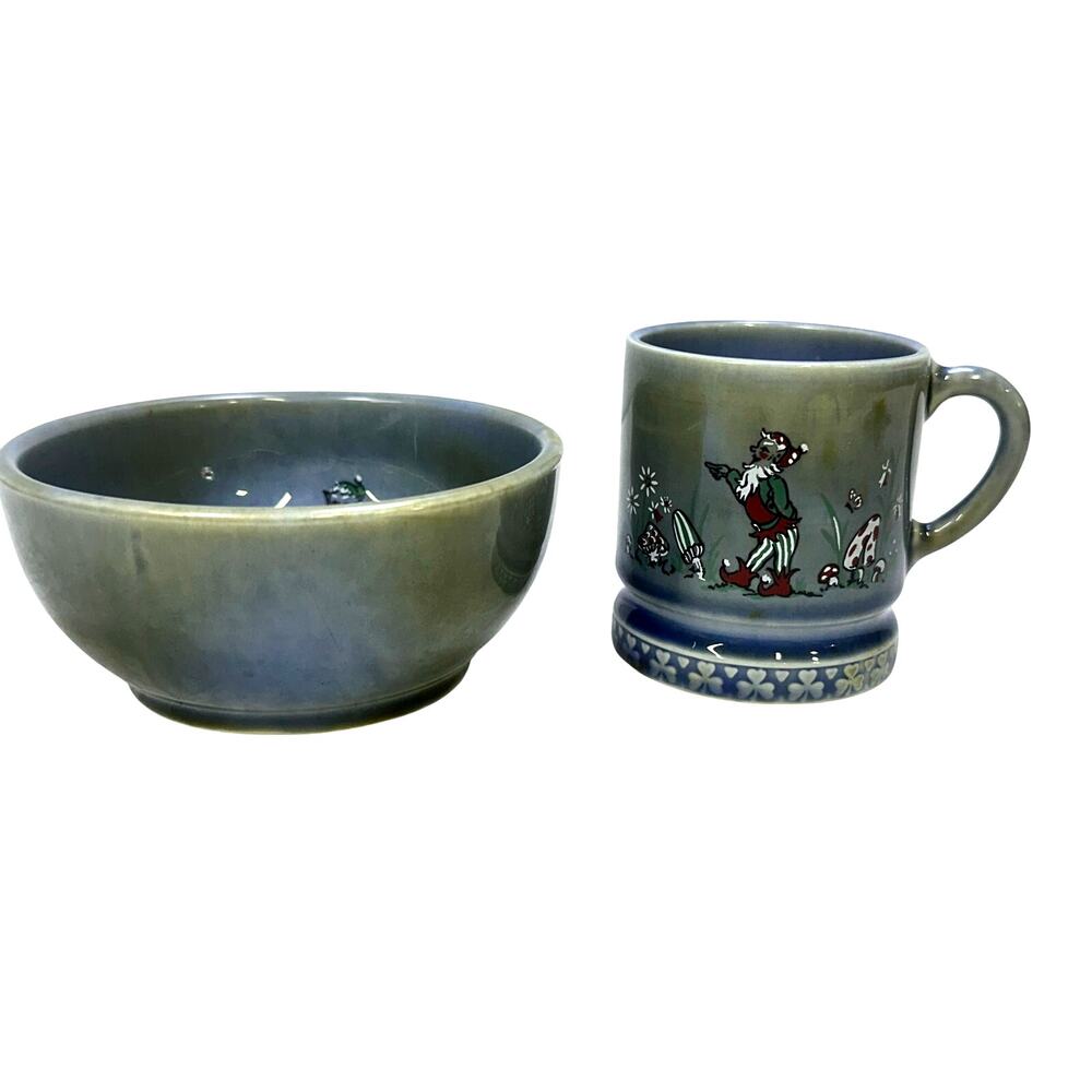 Wade Irish Porcelain England Vintage Leprechaun Mug and Bowl Set